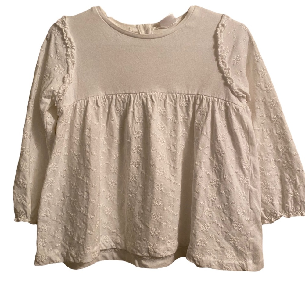 ❄️Zara baby white floral embroidered blouse size 2/3